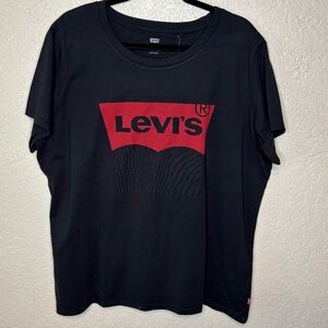 Levi's Black Shirt Sleeve CottonTee Shirt Round Crew Neck Casual Women's Size 2X